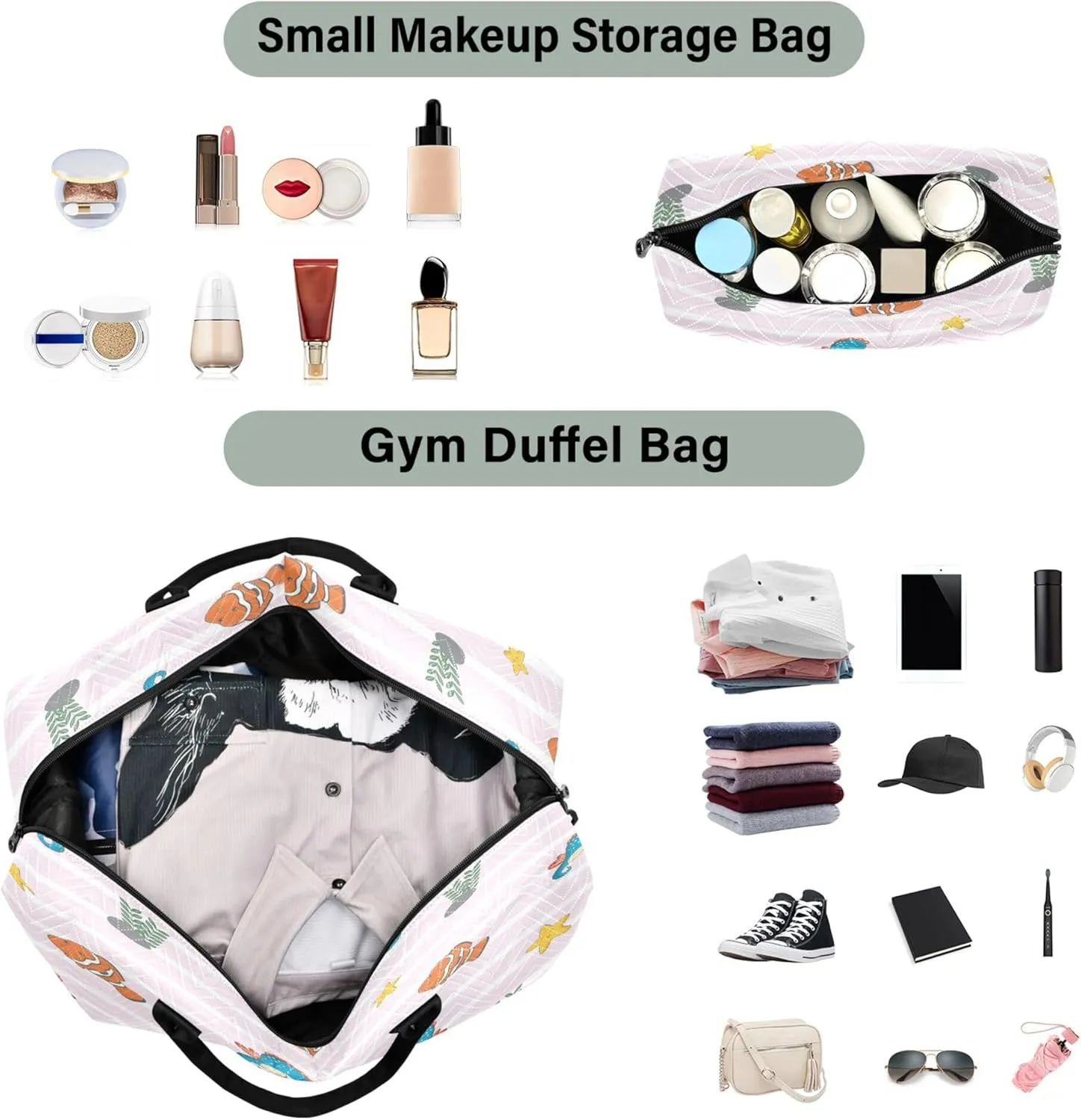 Exnundod Women Weekender Bags Cute Sea Animals Travel Duffel Bags Carry On Overnight Bag Stars Large Hospital Tote Luggage