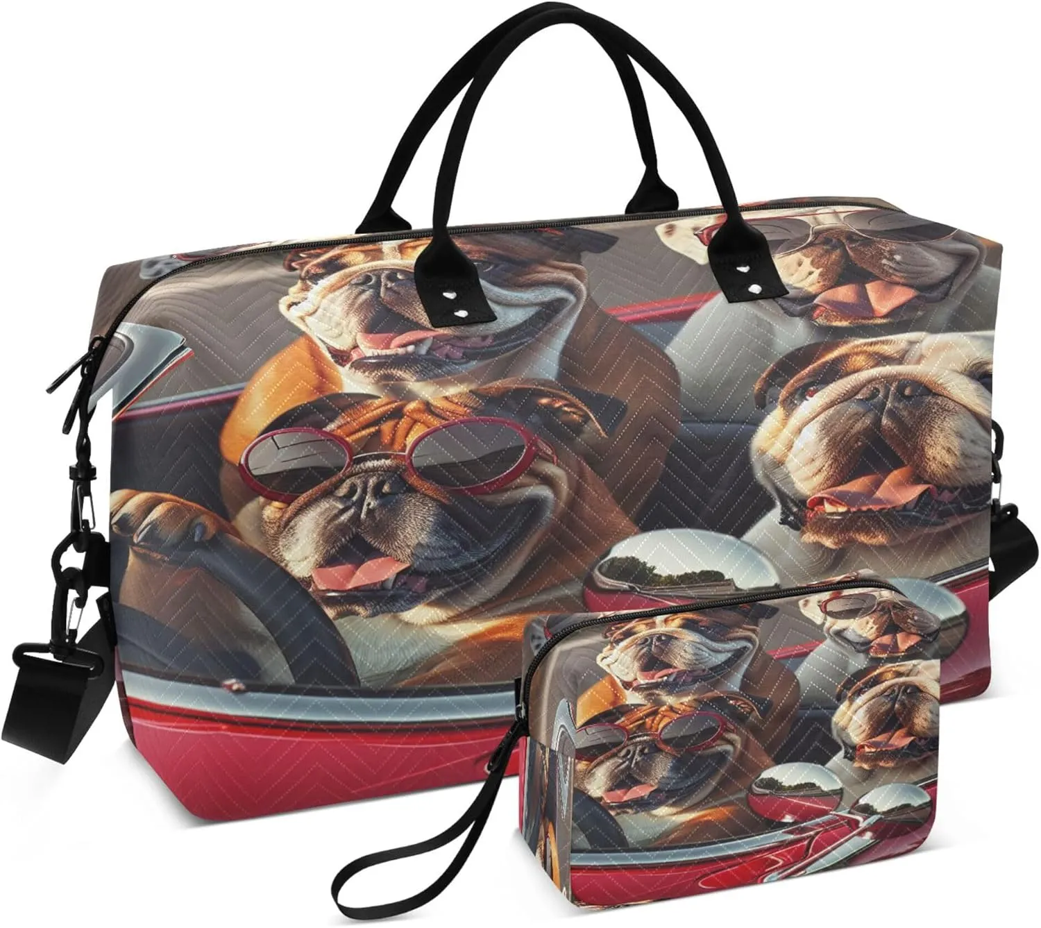 Exnundod Women Weekender Bags Four Cool Bulldog Face Travel Duffel Bags Carry On Overnight Bag Large Hospital Tote Luggage