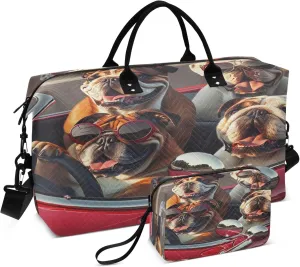 Exnundod Women Weekender Bags Four Cool Bulldog Face Travel Duffel Bags Carry On Overnight Bag Large Hospital Tote Luggage