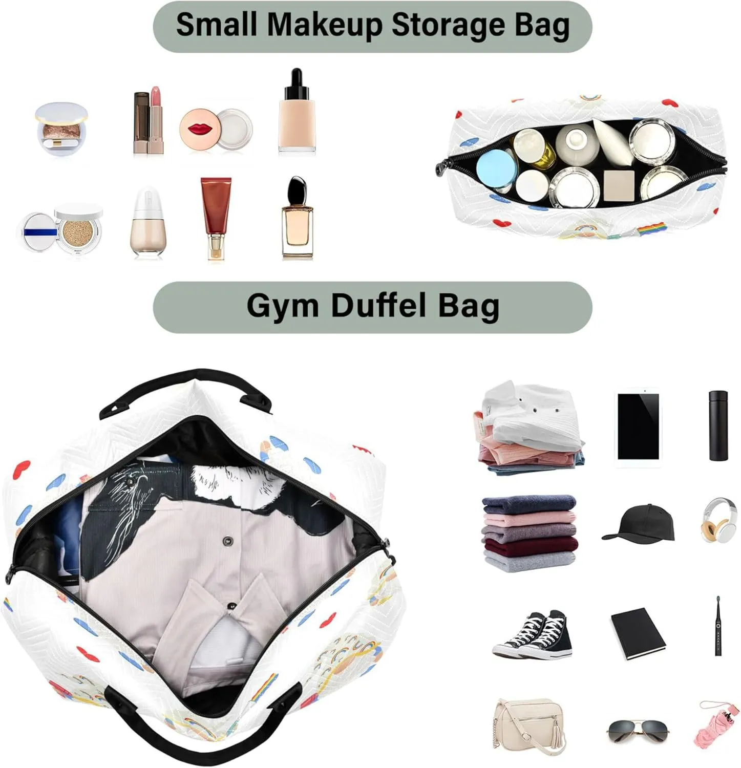 Exnundod Women Weekender Bags Gnome with Rainbow Flag Travel Duffel Bags Carry On Overnight Bag Lgbt Large Hospital Tote Luggage