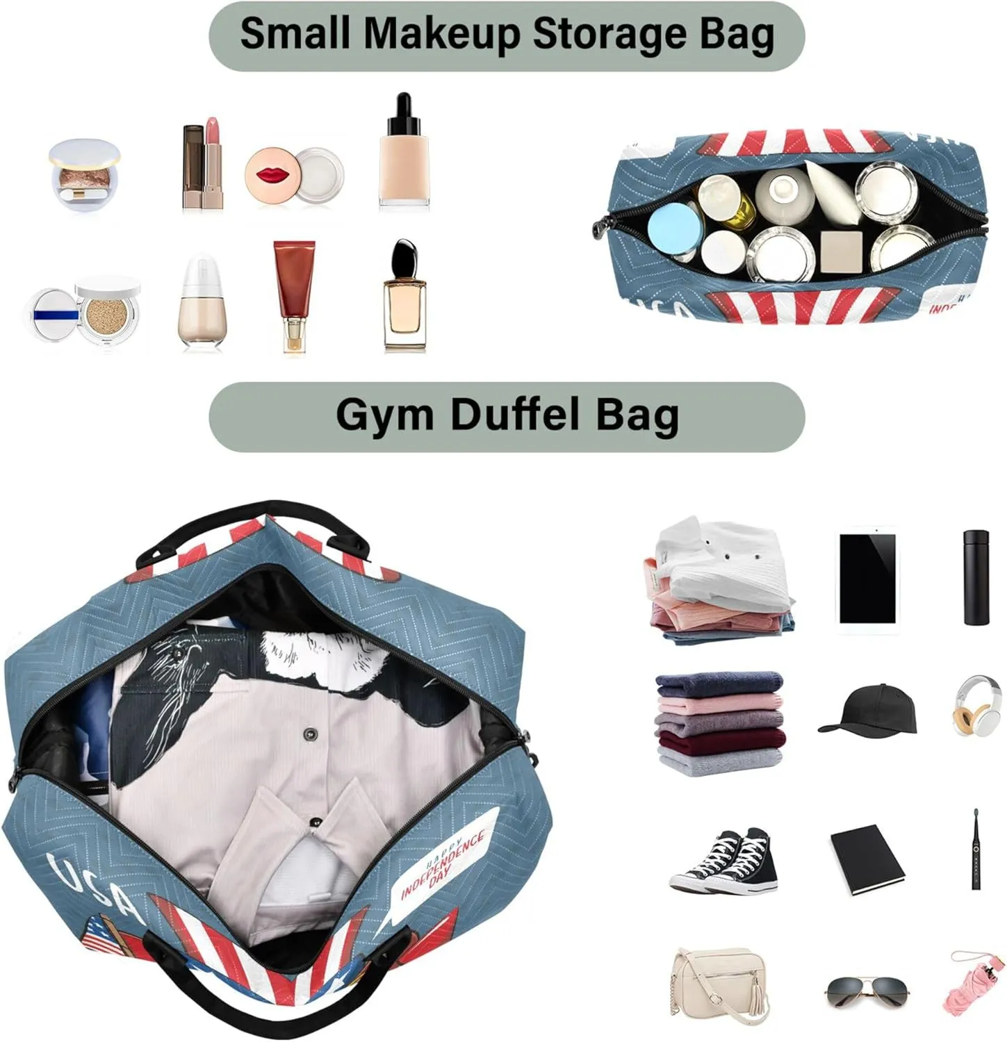 Exnundod Women Weekender Bags Patriotic Gnome Travel Duffel Bags Carry On Overnight Bag Happy Independence Day Large Hospital Tote Luggage