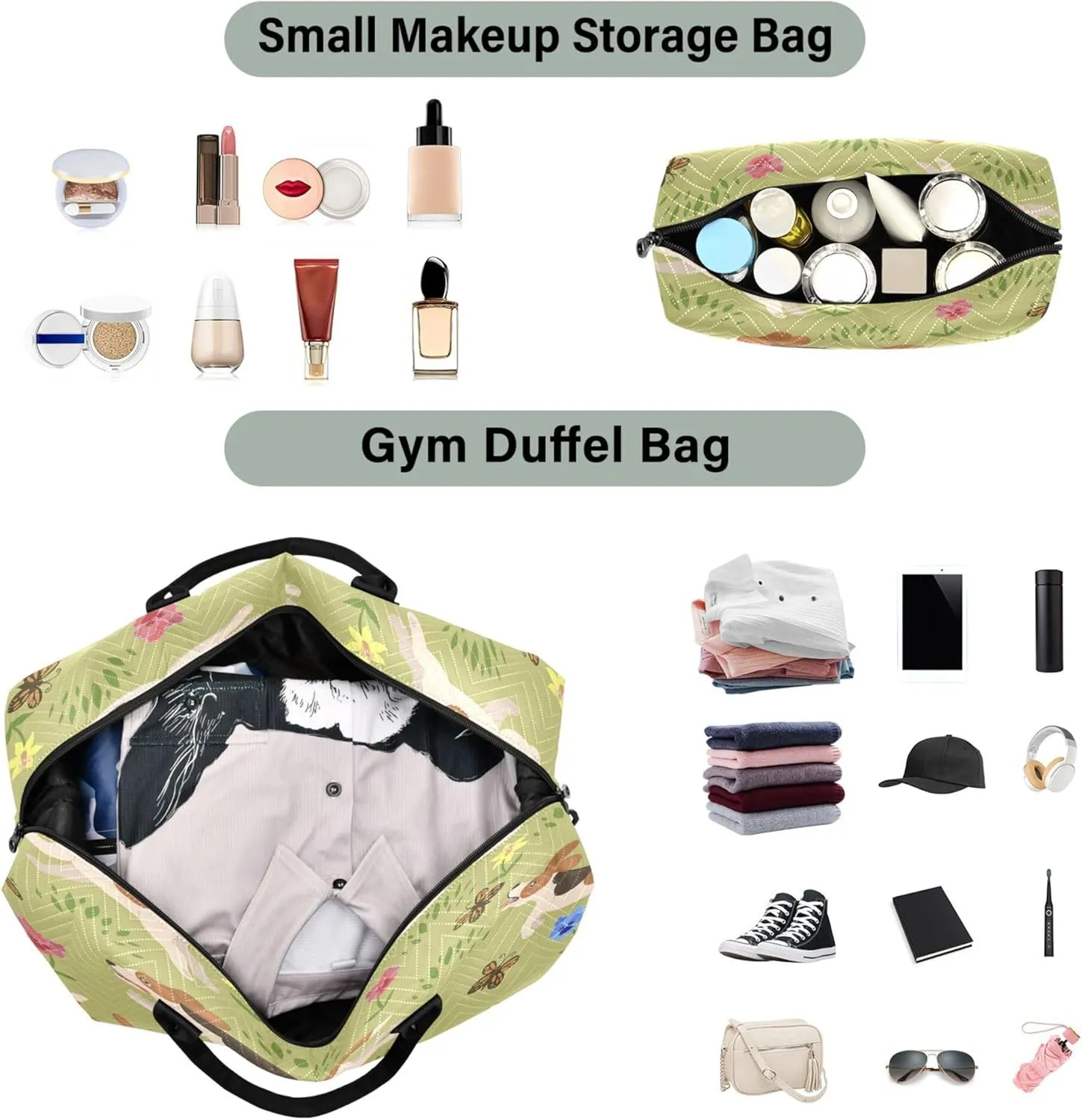 Exnundod Women Weekender Bags Running Puppy Butterflies Travel Duffel Bags Carry On Overnight Bag Wild Flower Large Hospital Tote Luggage