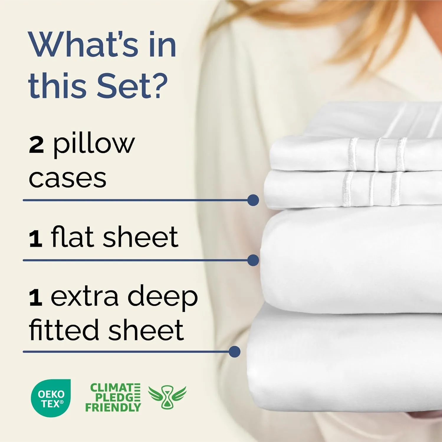 Extra Deep Pocket Queen Sheets - 4 Piece Breathable & Cooling Bed Sheets - Hotel Luxury Bed Sheet Set - Soft, Wrinkle Free & Comfy - Easily Fits Extra Deep Mattresses - Deep Pocket White Sheets Set