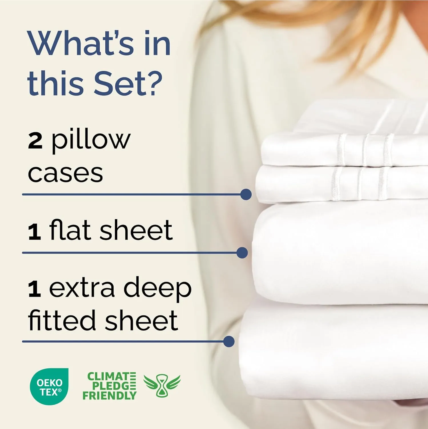 Extra Deep Twin Sheet Set - 4 Piece Breathable & Cooling Sheets - Hotel Luxury Bedding Set w/18-24 Inch Extra Deep Pockets - Easy Fit - Super Soft, Wrinkle Free and Comfy - Antique White, Twin Size