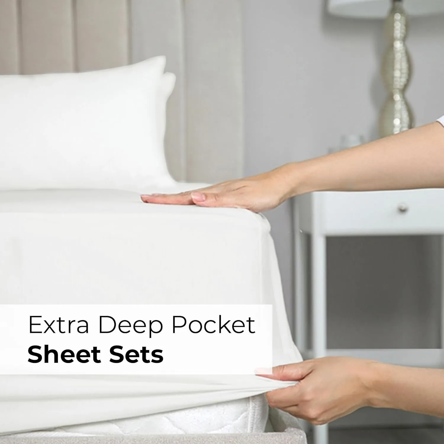 Extra Deep Twin Sheet Set - 4 Piece Breathable & Cooling Sheets - Hotel Luxury Bedding Set w/18-24 Inch Extra Deep Pockets - Easy Fit - Super Soft, Wrinkle Free and Comfy - Antique White, Twin Size