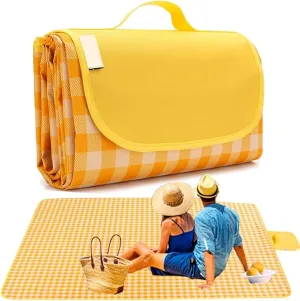 Extra Large 80"x 80" Beach Blanket, Outdoor Picnic Blankets, Waterproof Sandproof Portable Blankets, Foldable and Lightweight for Spring Summer Camping, Beach, Park