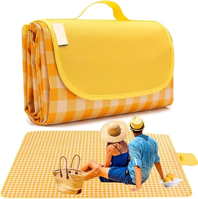 Extra Large 80"x 80" Beach Blanket, Outdoor Picnic Blankets, Waterproof Sandproof Portable Blankets, Foldable and Lightweight for Spring Summer Camping, Beach, Park