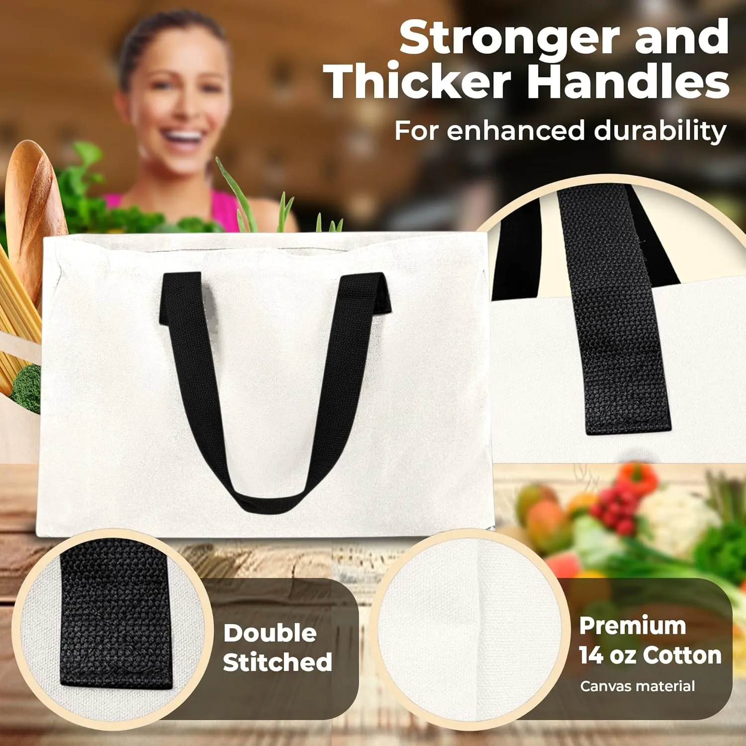 Extra Large Canvas Tote Bag - Big Largest Reusable Grocery