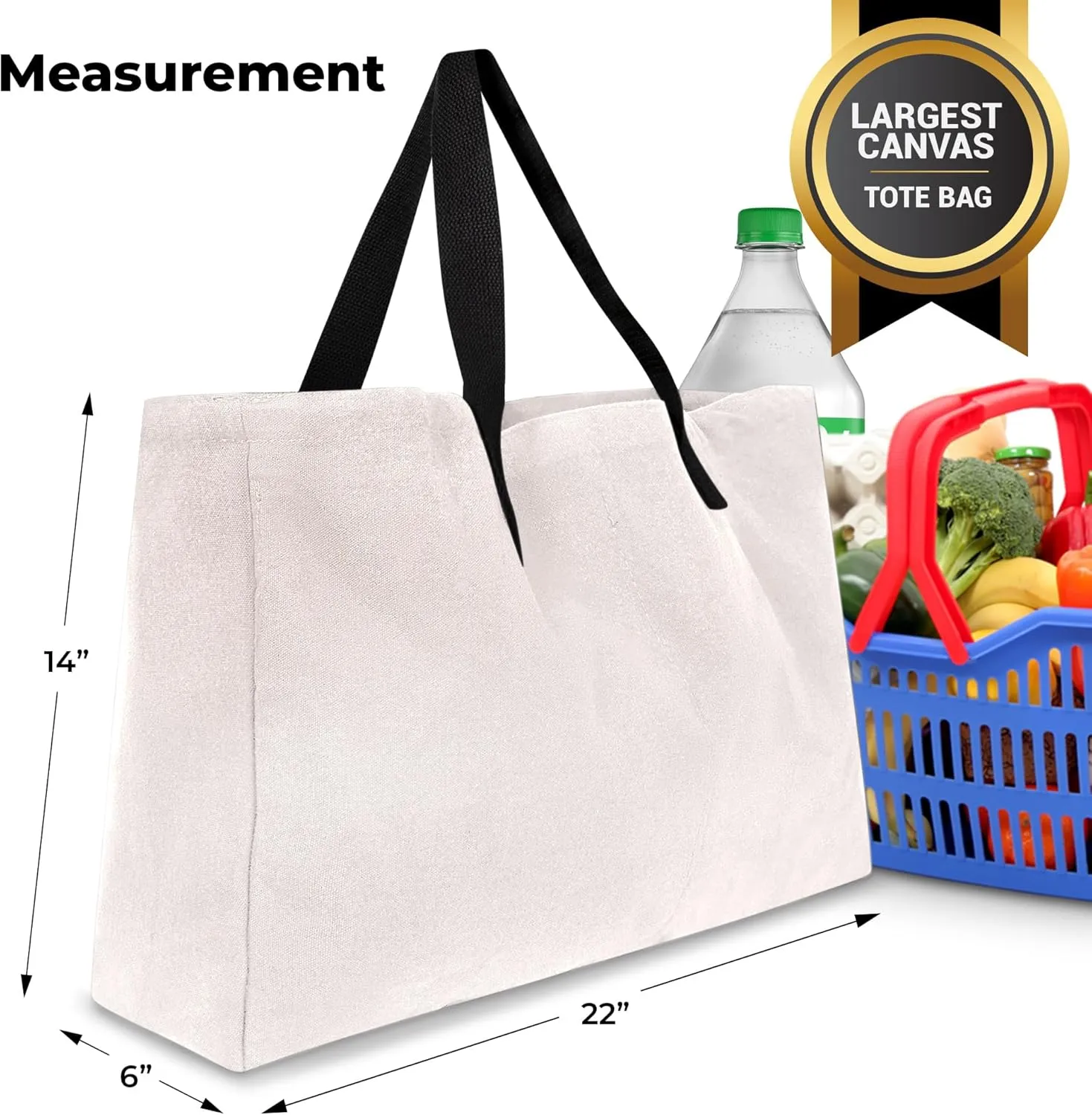 Extra Large Canvas Tote Bag - Big Largest Reusable Grocery