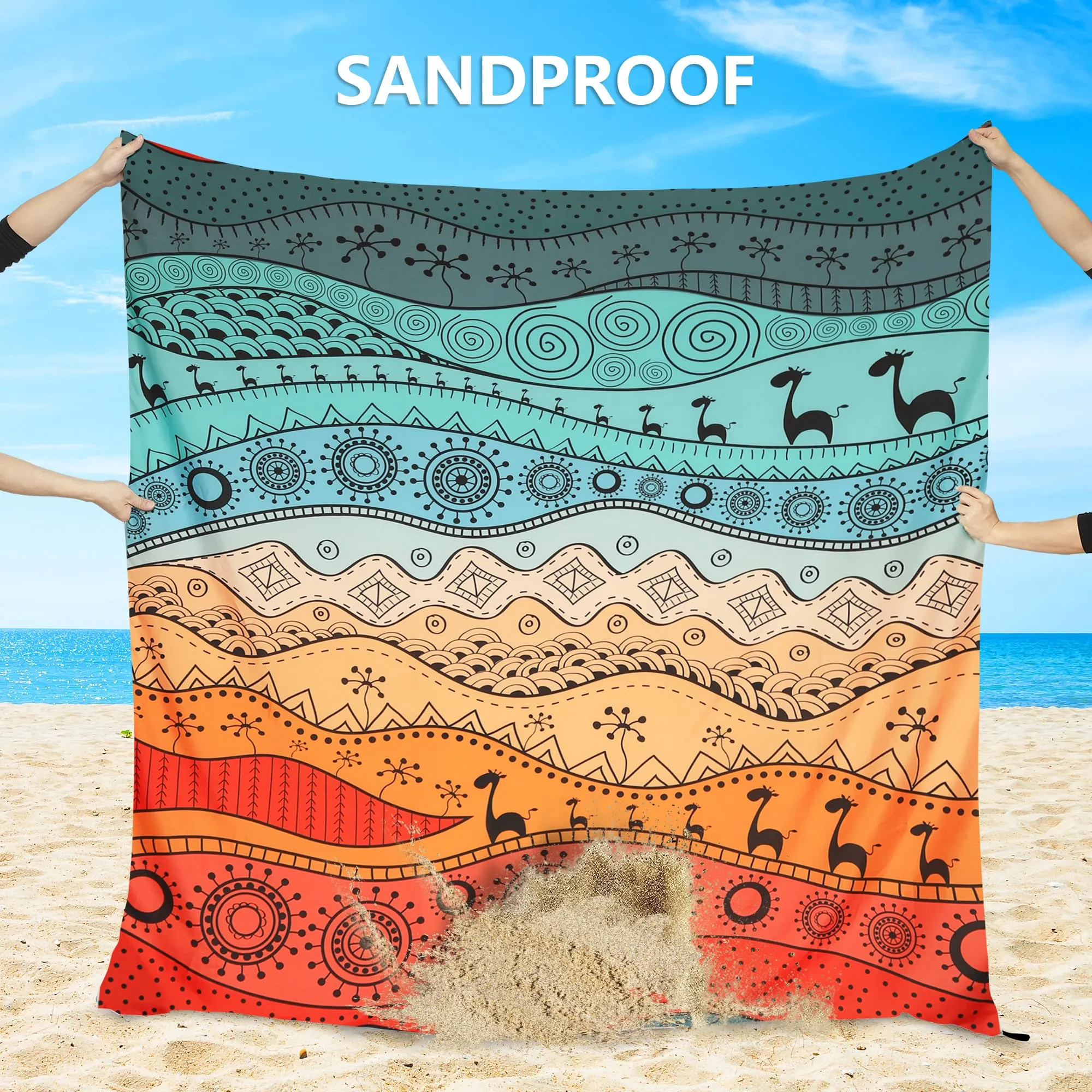 Extra Large Waterproof Beach Blanket – Sandproof Quick-Dry Mat for 1–8 Adults, Perfect for Travel & Camping