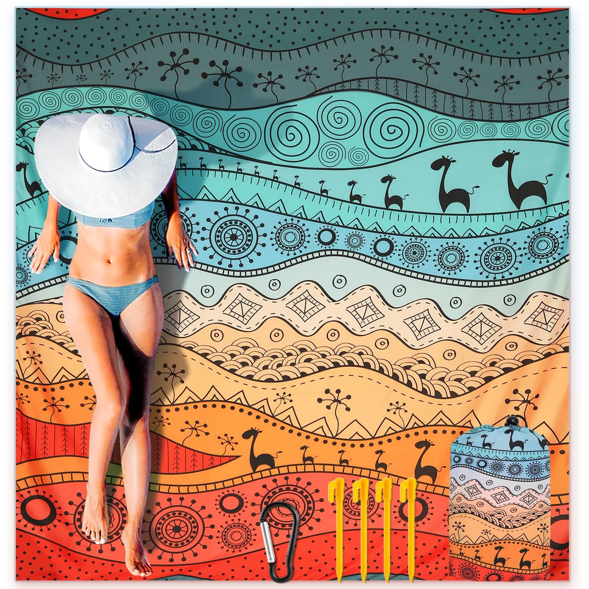 Extra Large Waterproof Beach Blanket – Sandproof Quick-Dry Mat for 1–8 Adults, Perfect for Travel & Camping