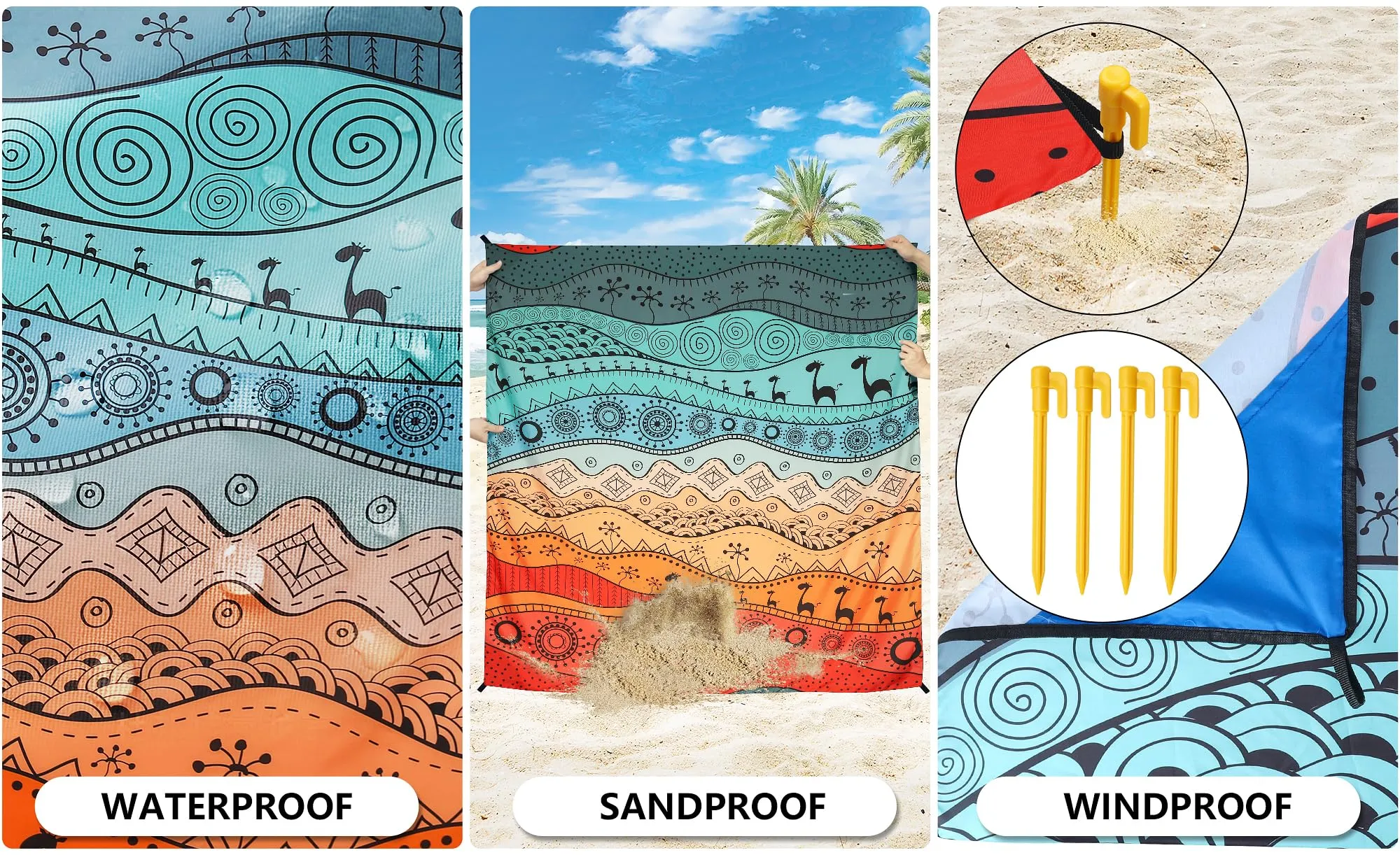 Extra Large Waterproof Beach Blanket – Sandproof Quick-Dry Mat for 1–8 Adults, Perfect for Travel & Camping