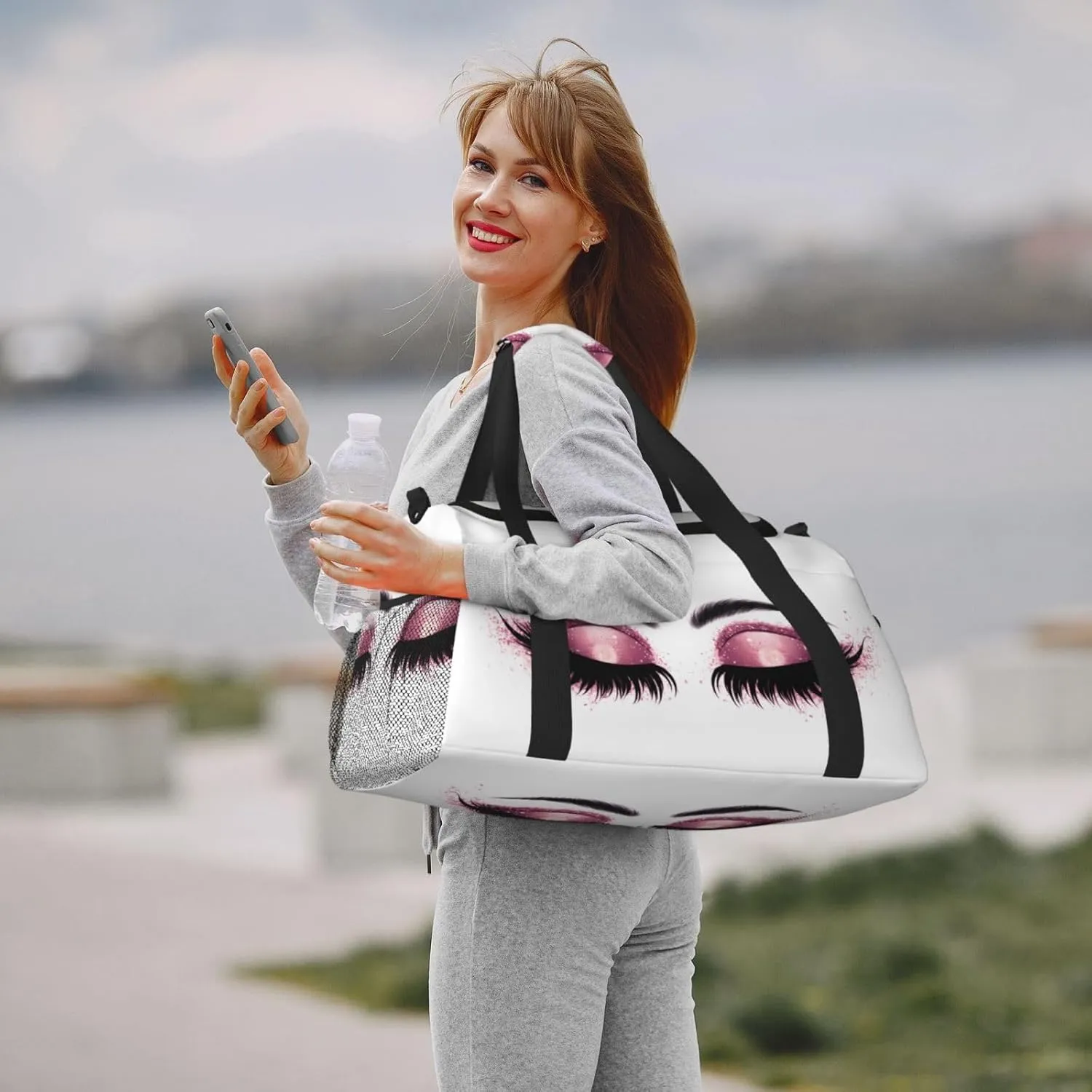 Eyeshadow Eyelash Purple Travel Weekender Overnight Bags Foldable Hand Travel Bag Sport Gym Duffel Bag For Men Women