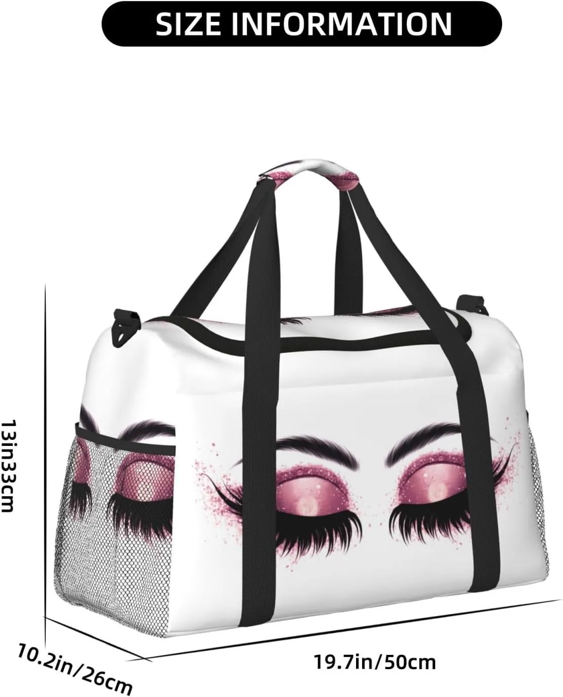 Eyeshadow Eyelash Purple Travel Weekender Overnight Bags Foldable Hand Travel Bag Sport Gym Duffel Bag For Men Women