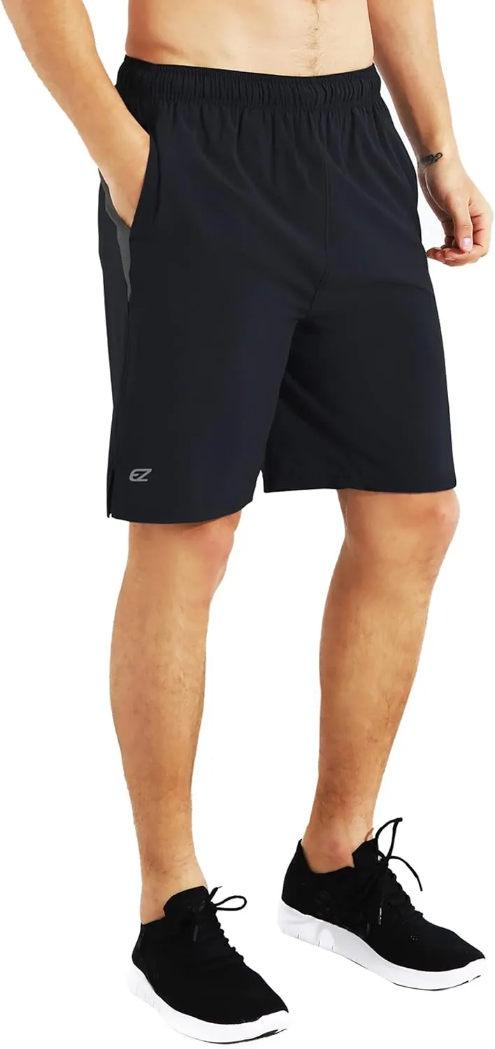 EZRUN Mens 9 Inch Lightweight Running Workout Shorts with Liner Loose-Fit Gym Shorts for Men with Zipper Pockets