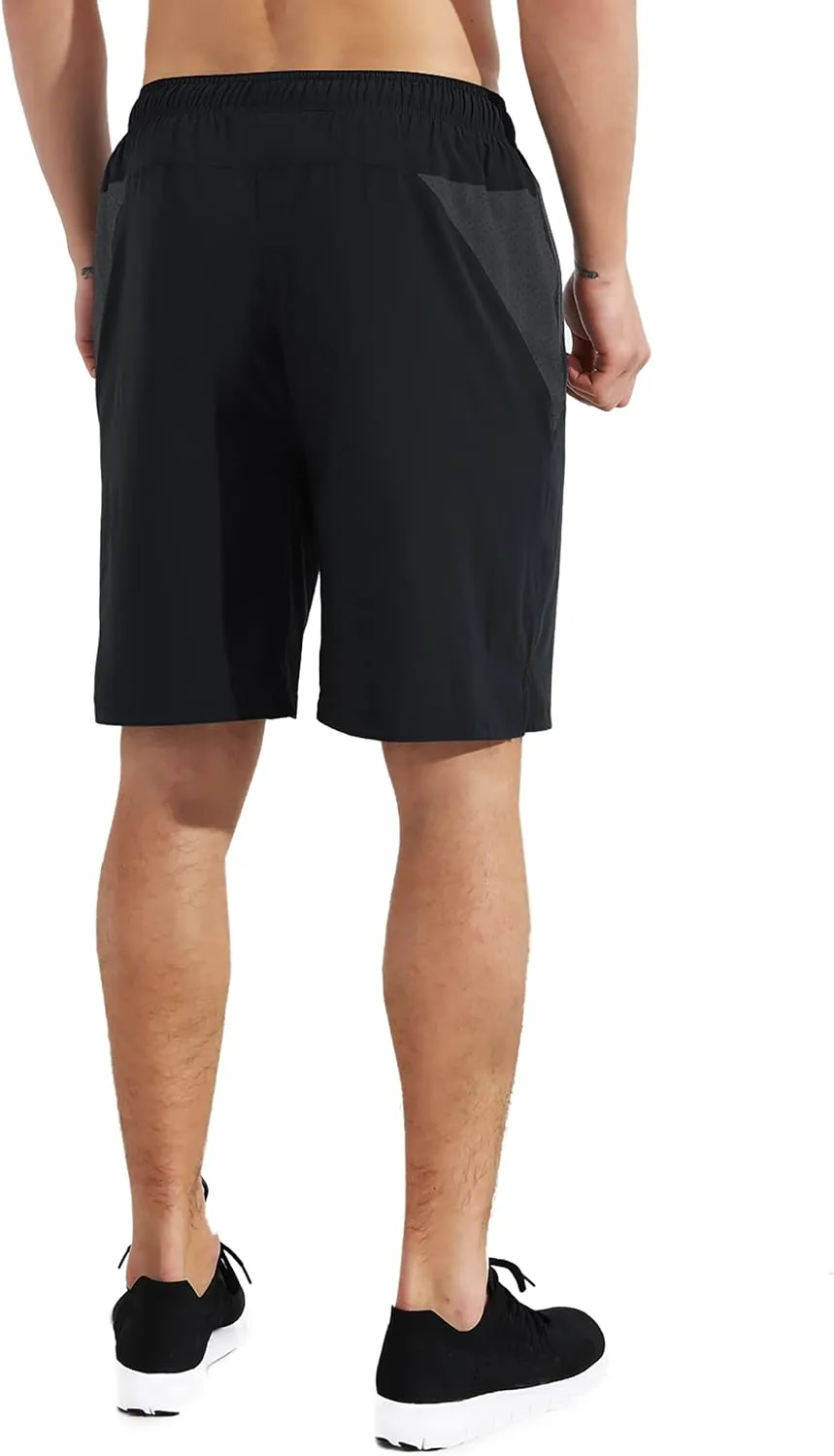 EZRUN Mens 9 Inch Lightweight Running Workout Shorts with Liner Loose-Fit Gym Shorts for Men with Zipper Pockets
