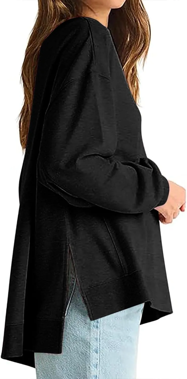 Fall Shirts for Women 2024 Trendy Plus Size Crewneck Sweatshirts Casual Long Sleeve Shirts Oversized Pullover Tops