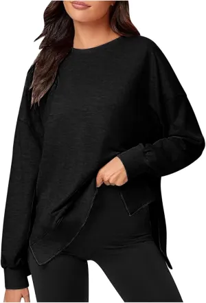 Fall Shirts for Women 2024 Trendy Plus Size Crewneck Sweatshirts Casual Long Sleeve Shirts Oversized Pullover Tops