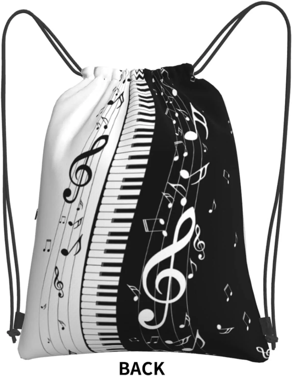 Famame Piano Keys Music Note Drawstring Backpack String Bag Sackpack For Gym Shopping Beach Sport Yoga