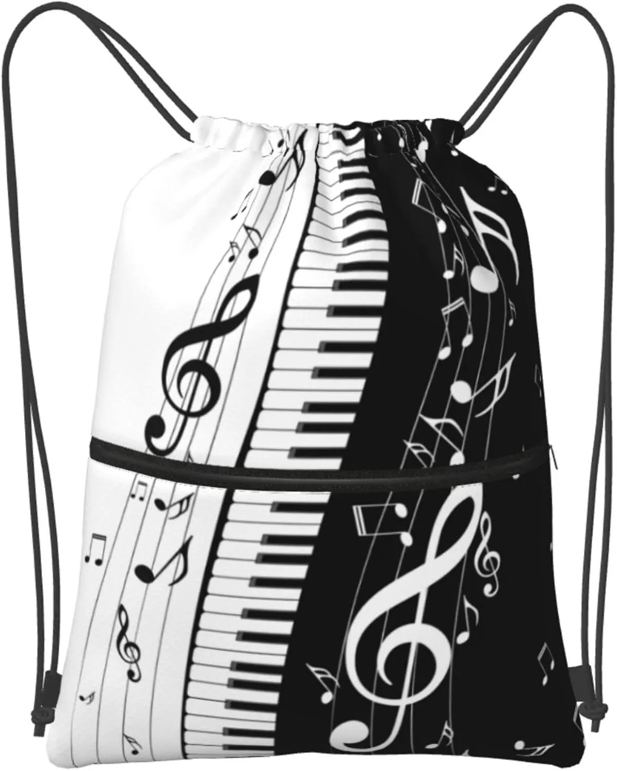 Famame Piano Keys Music Note Drawstring Backpack String Bag Sackpack For Gym Shopping Beach Sport Yoga