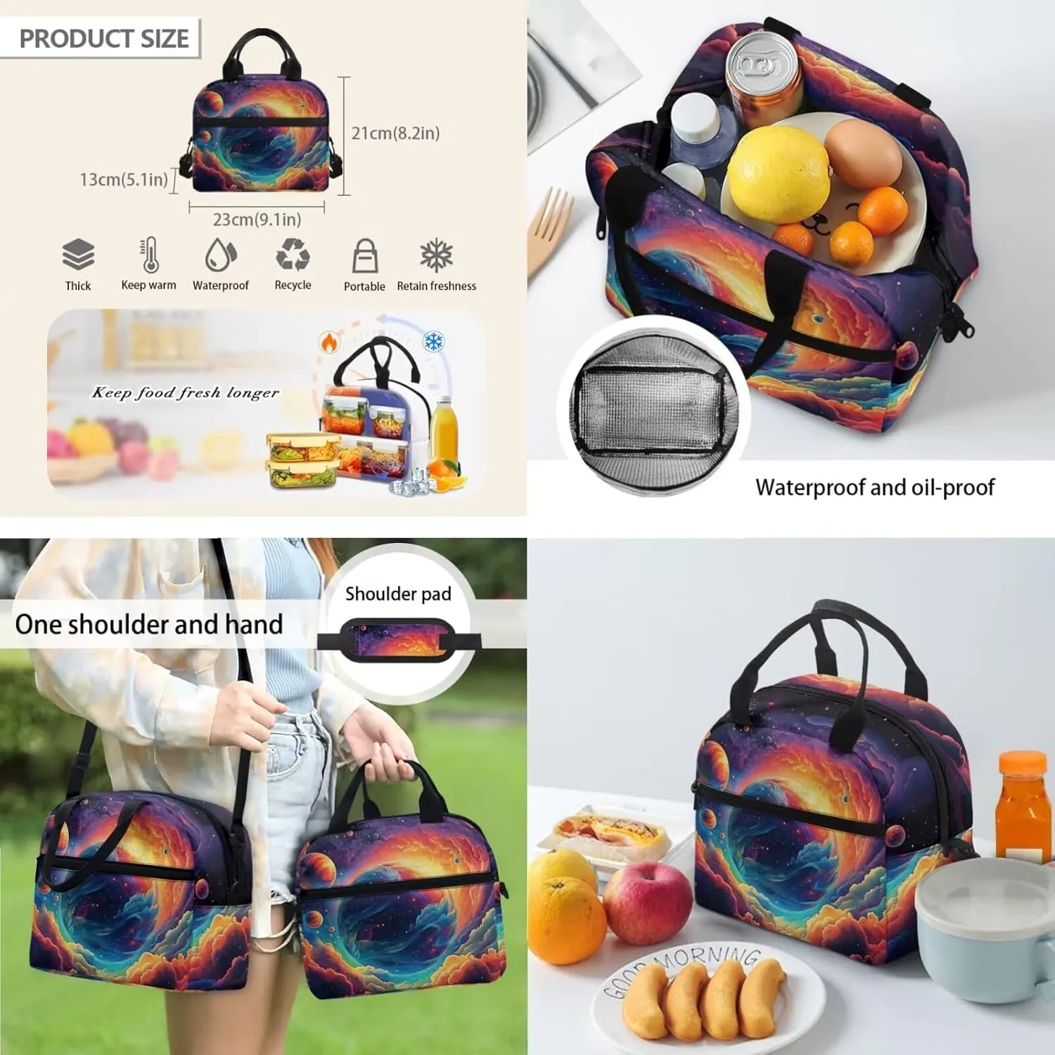 Fantasy Cloud Planet Backpack Set for Boys Lightweight Bookbag and Lunch Box Set for Boys Large Capacity Boys School Bag Set 4 in 1 for Elementary School Casual Daypack
