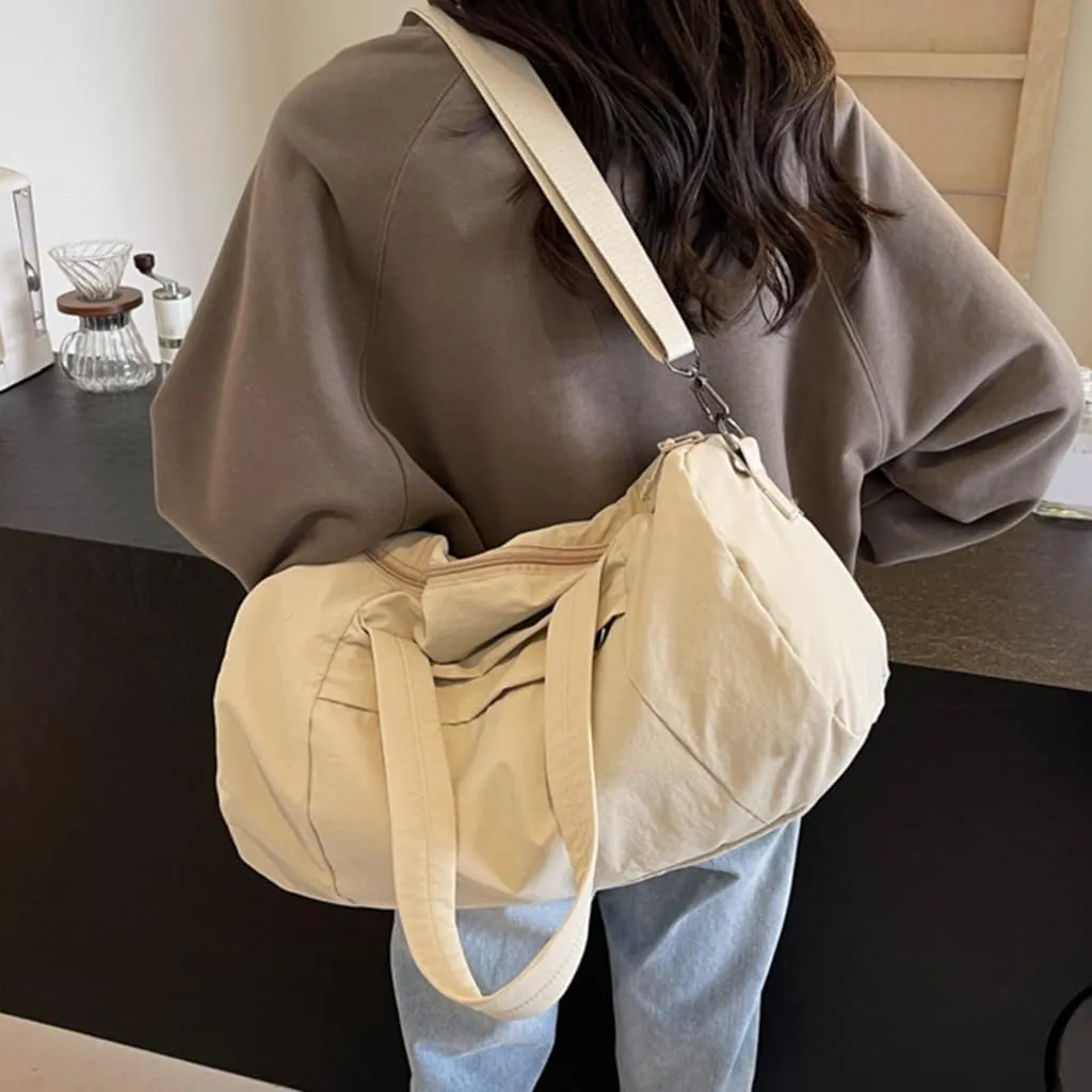 Fashionable Travel Carry Shoulder Bag for Women Spacious Fitness Gym Bags Nylon Handbag with Multiple Compartments