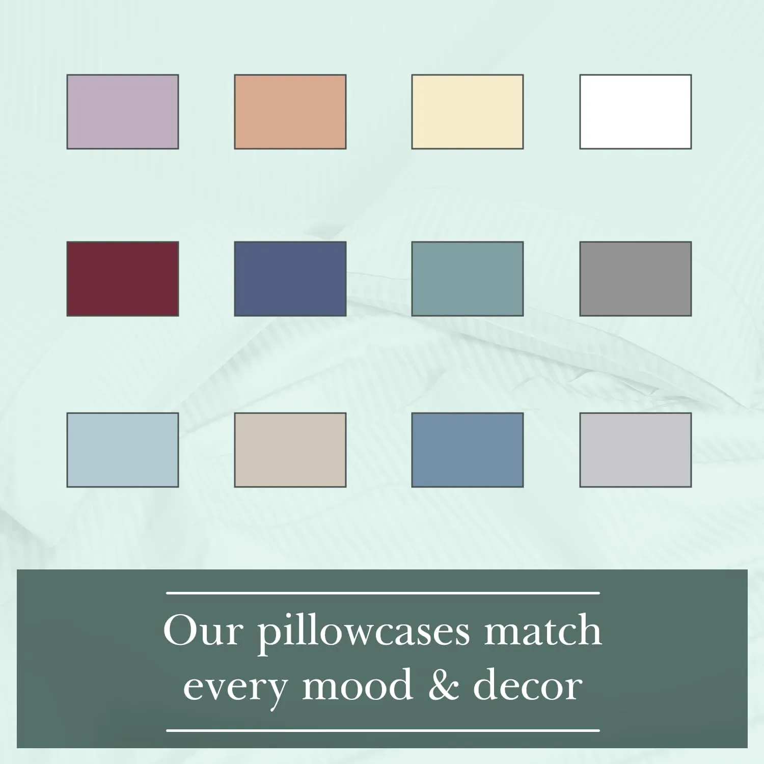 Feather & Stitch Pillow Covers Set of 2, Envelope Closure King Size Pillowcases, Soft Luxury 500 TC Damask Stripe Sateen Weave Pillow Case, 20x40 Inches - White
