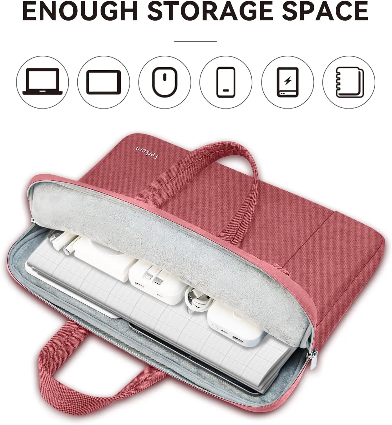Ferkurn Laptop Bag Case Women Men Computer Sleeve with Shoulder Compatible with HP Envy Pavilion/Inspiron/Thinkpad/Vivobook/MSI/Surface,Waterproof Briefcase with Handle, Red, 17 17.3 Inch
