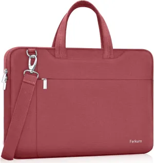 Ferkurn Laptop Bag Case Women Men Computer Sleeve with Shoulder Compatible with HP Envy Pavilion/Inspiron/Thinkpad/Vivobook/MSI/Surface,Waterproof Briefcase with Handle, Red, 17 17.3 Inch