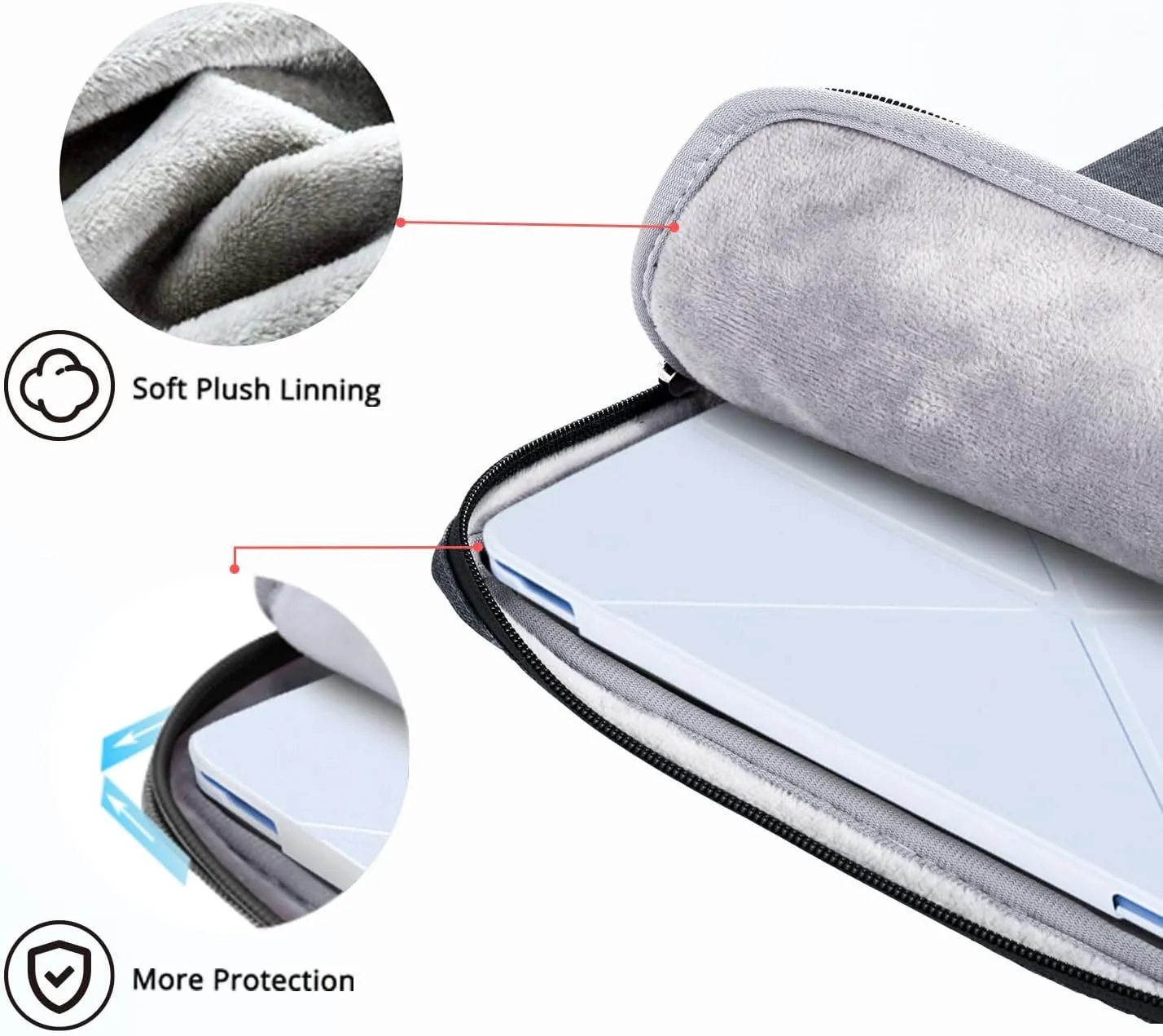 Ferkurn Laptop Case Sleeve for Men Women Chromebook Case Compatible with MacBook Air/Pro Lenovo Surface HP Dell ASUS Acer, 14 inch, Gray