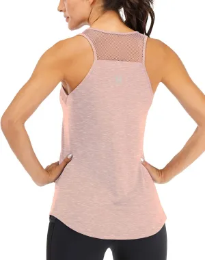 Fihapyli ICTIVE Workout Tank Tops for Women Breathable Mesh Racerback Muscle Tank Backless Running Shirts