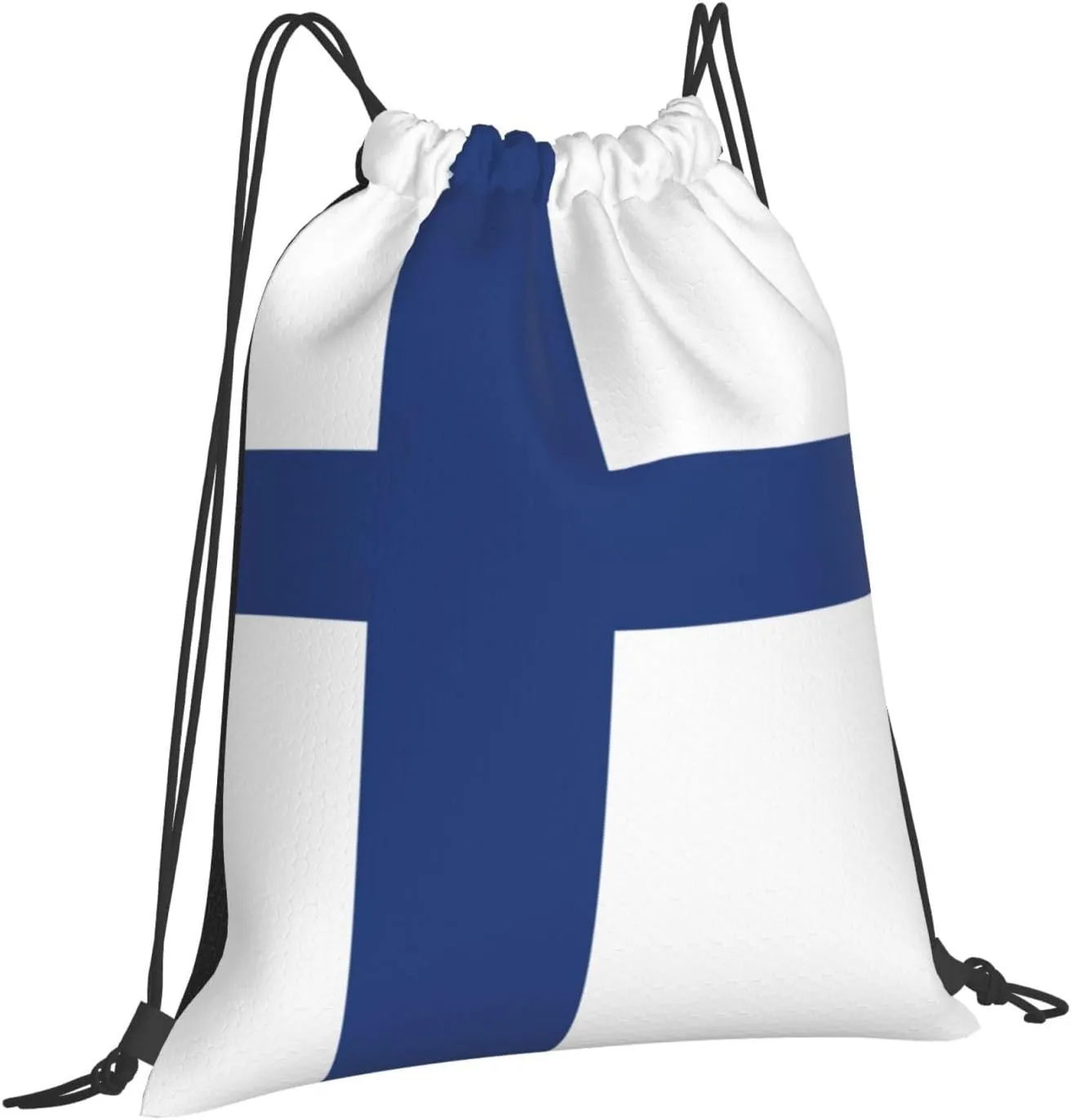 Finnish Flag Drawstring Backpack Sports Gym Bag String Cinch Pouch For Daily Use