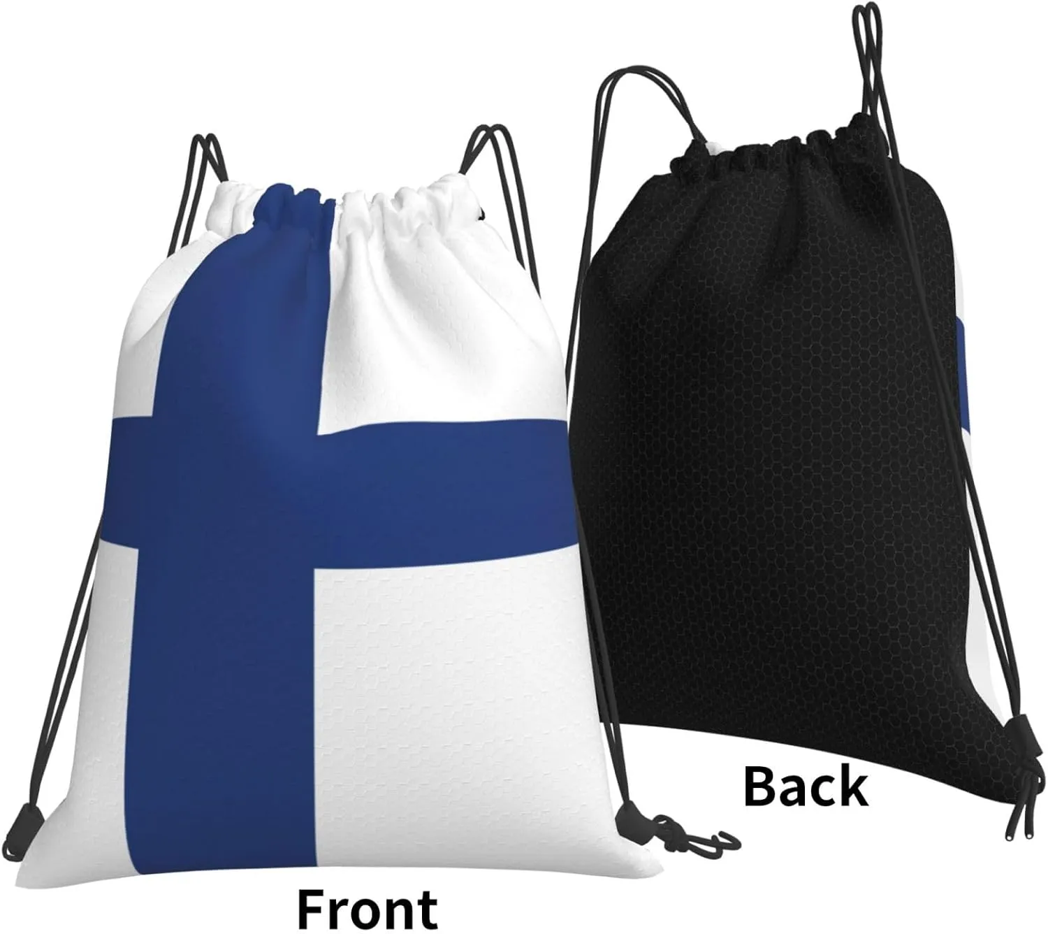 Finnish Flag Drawstring Backpack Sports Gym Bag String Cinch Pouch For Daily Use