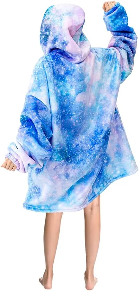 Fiosnow Galaxy Blanket Hoodies for Women and Men Adult Oversize Wearable Blanket Hoodies for Soft and Warm