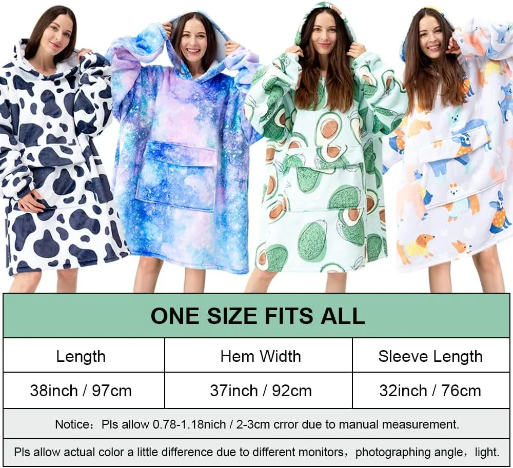Fiosnow Galaxy Blanket Hoodies for Women and Men Adult Oversize Wearable Blanket Hoodies for Soft and Warm