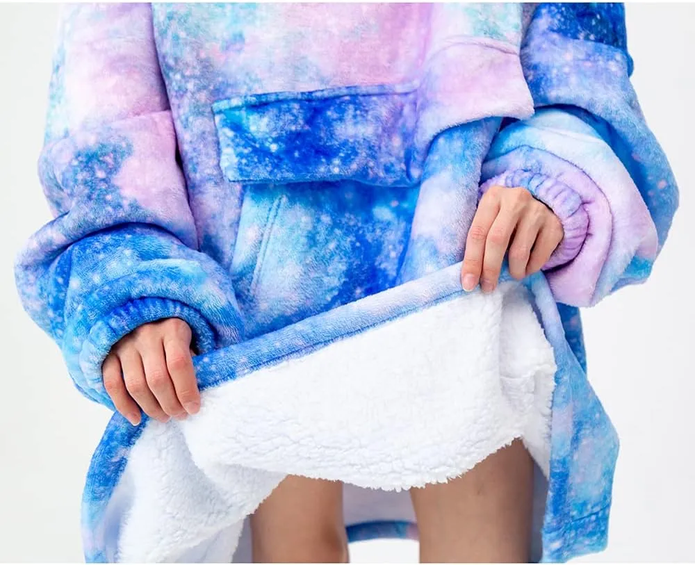 Fiosnow Galaxy Blanket Hoodies for Women and Men Adult Oversize Wearable Blanket Hoodies for Soft and Warm