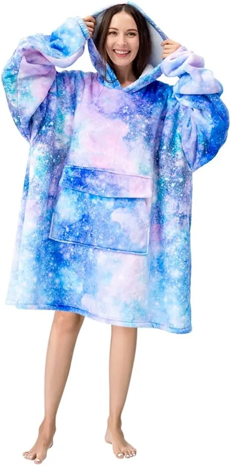 Fiosnow Galaxy Blanket Hoodies for Women and Men Adult Oversize Wearable Blanket Hoodies for Soft and Warm