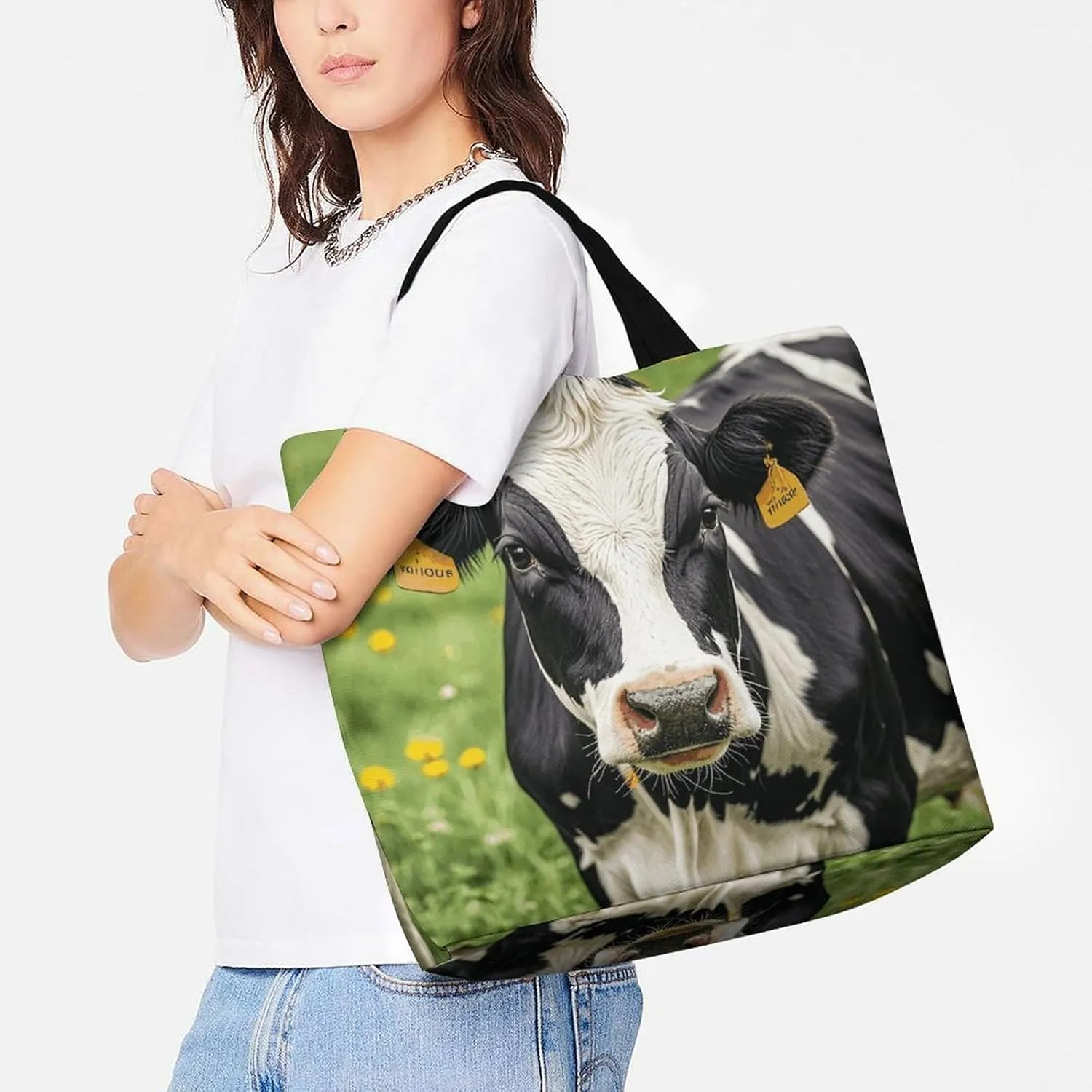 Fire And Ice Dragons Tote Bag for Women Reusable Grocery Shoulder Bags Shopping Bag for Travel, Groceries