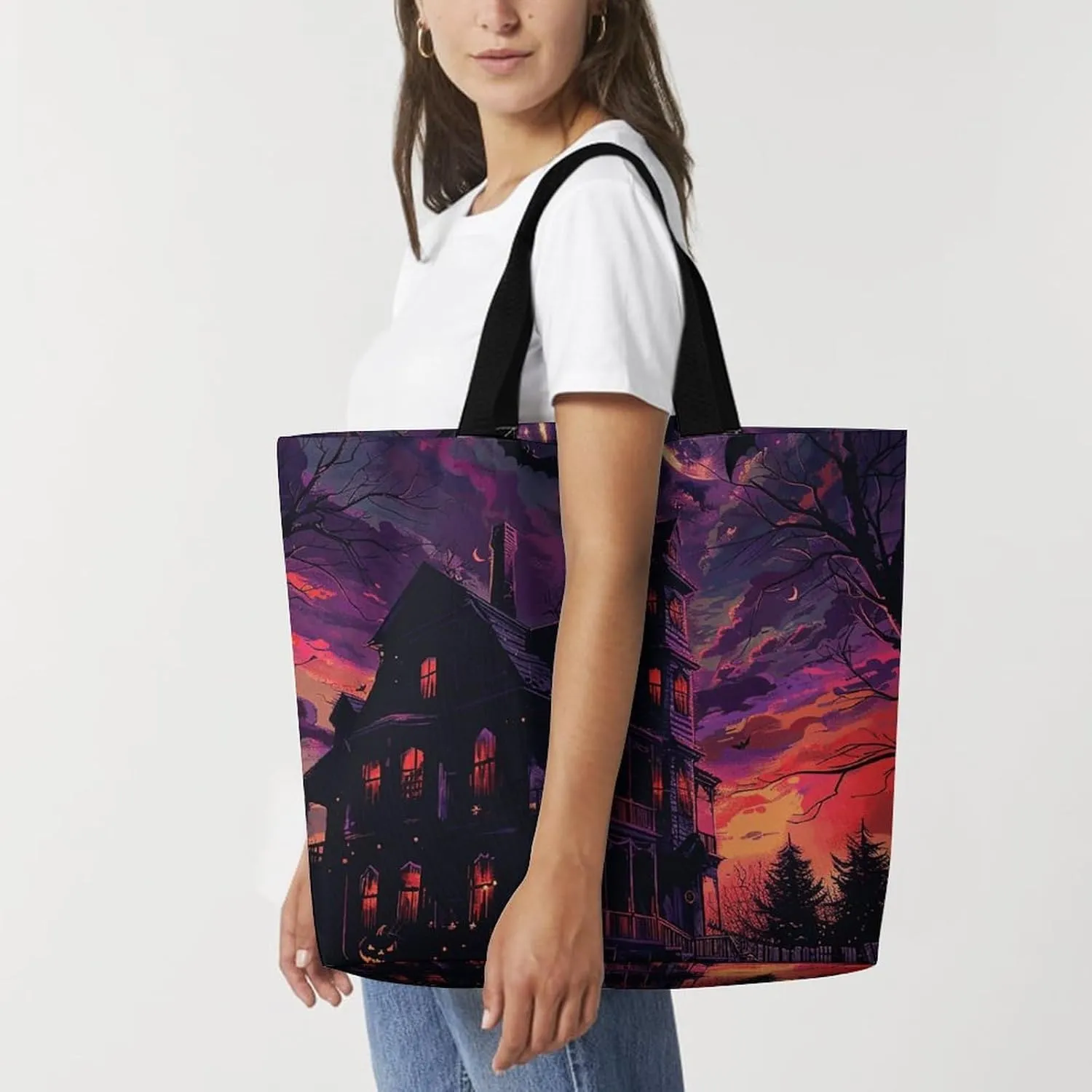 Fire And Ice Dragons Tote Bag for Women Reusable Grocery Shoulder Bags Shopping Bag for Travel, Groceries