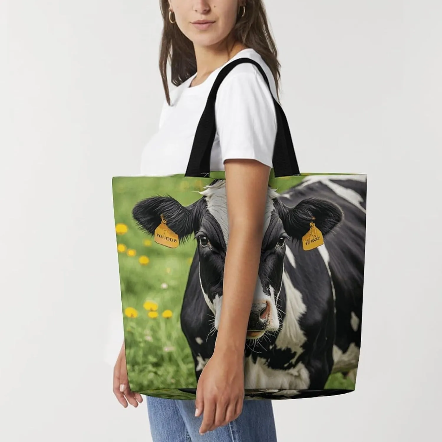 Fire And Ice Dragons Tote Bag for Women Reusable Grocery Shoulder Bags Shopping Bag for Travel, Groceries