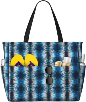 Fish Scale Beach Tote Bag For Women Beach Bag Waterproof And Sandproof Tote Bag Large Travel Bag