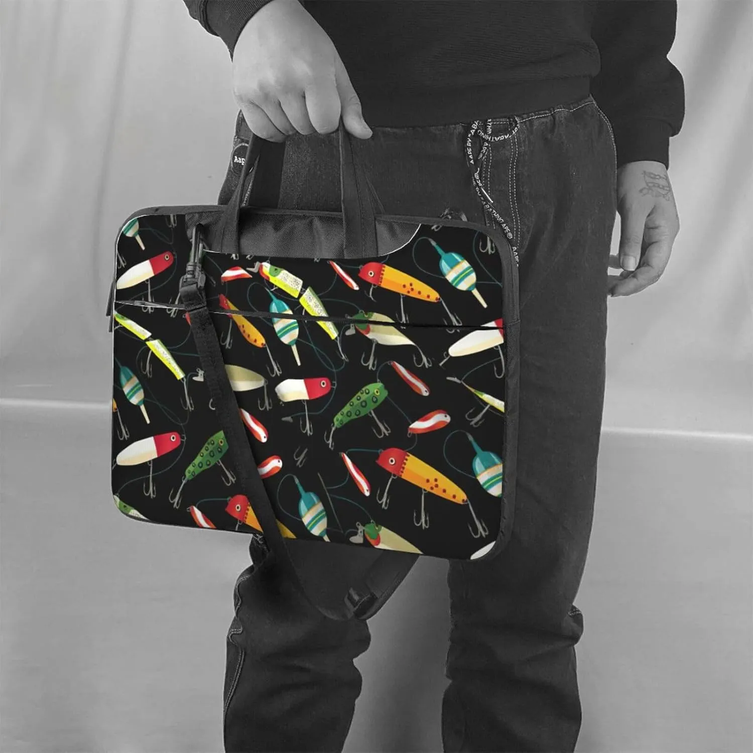 Fishing Lure Print Laptop Bag,Can Use It Freely As A Shoulder Bag,Crossbody Bag,And Briefcase