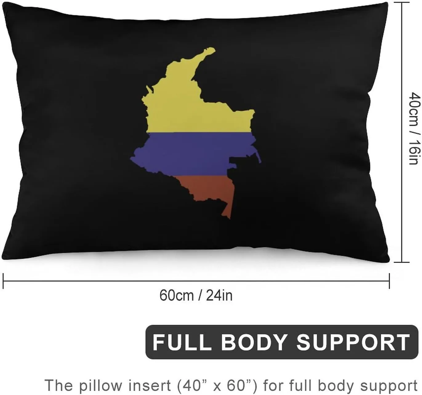 Flag Map of Colombia Long Full Body Pillow Cover Ultra Soft Throw Pillowcases Case for Sleeping with Hidden Zipped 16 "x24