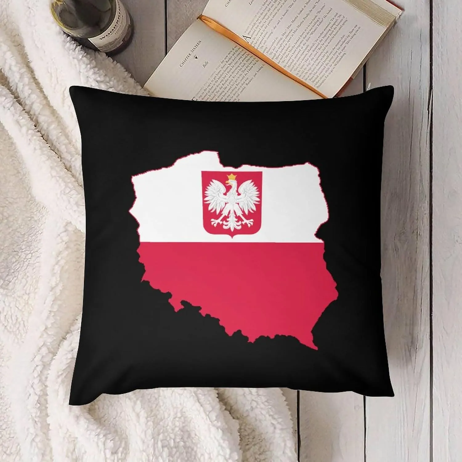 Flag Map of Poland Novelty Pillow Case Bedding Pillowcase for Bedroom Couch Home Decoration 16 "x16