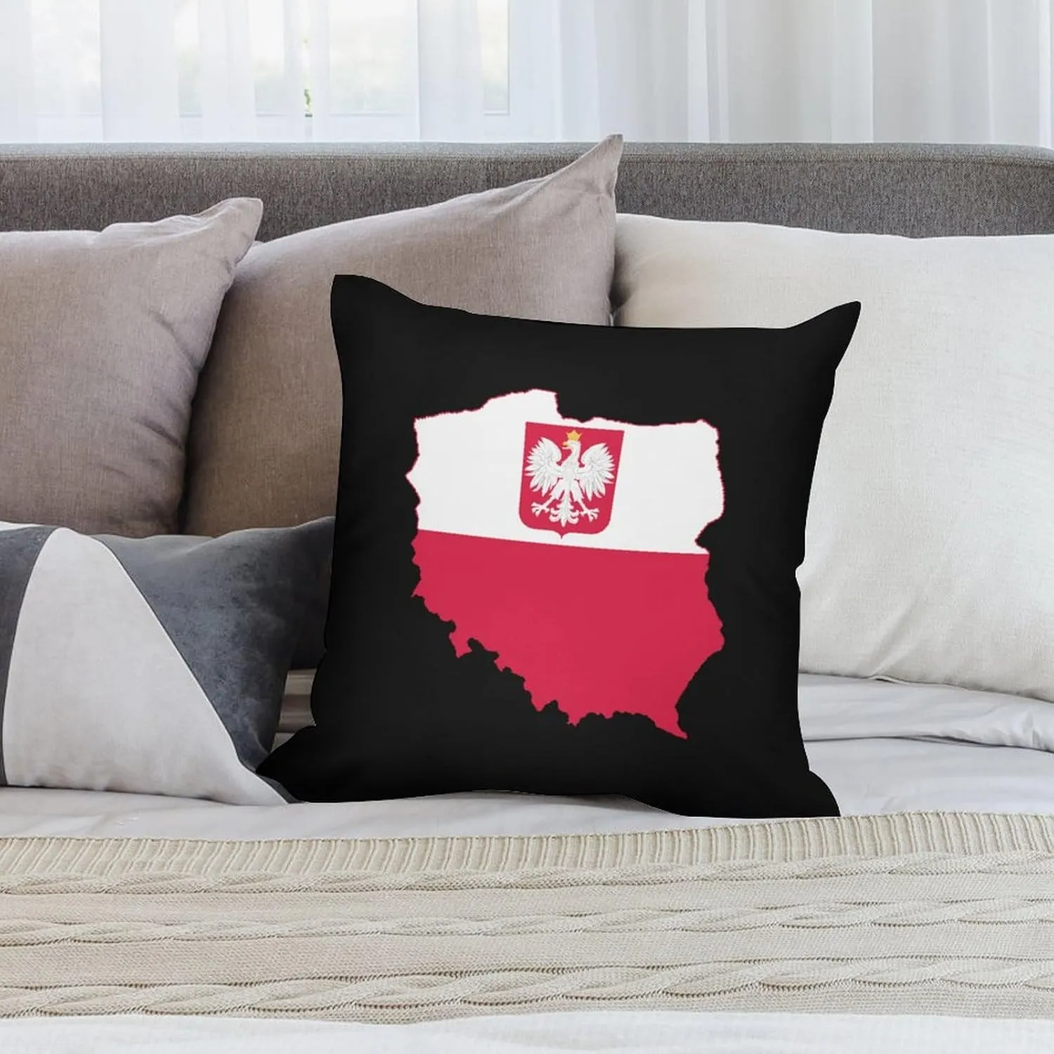 Flag Map of Poland Novelty Pillow Case Bedding Pillowcase for Bedroom Couch Home Decoration 16 "x16