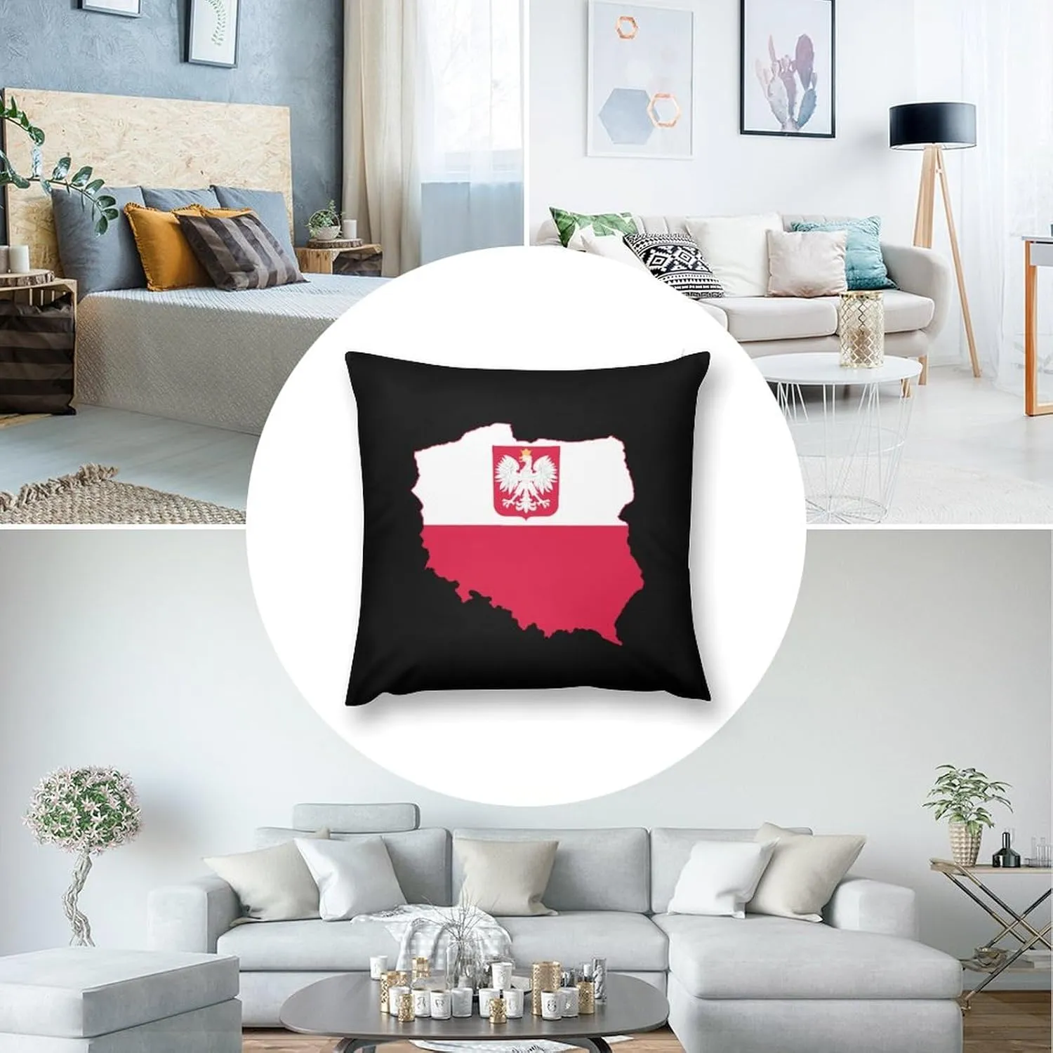 Flag Map of Poland Novelty Pillow Case Bedding Pillowcase for Bedroom Couch Home Decoration 16 "x16