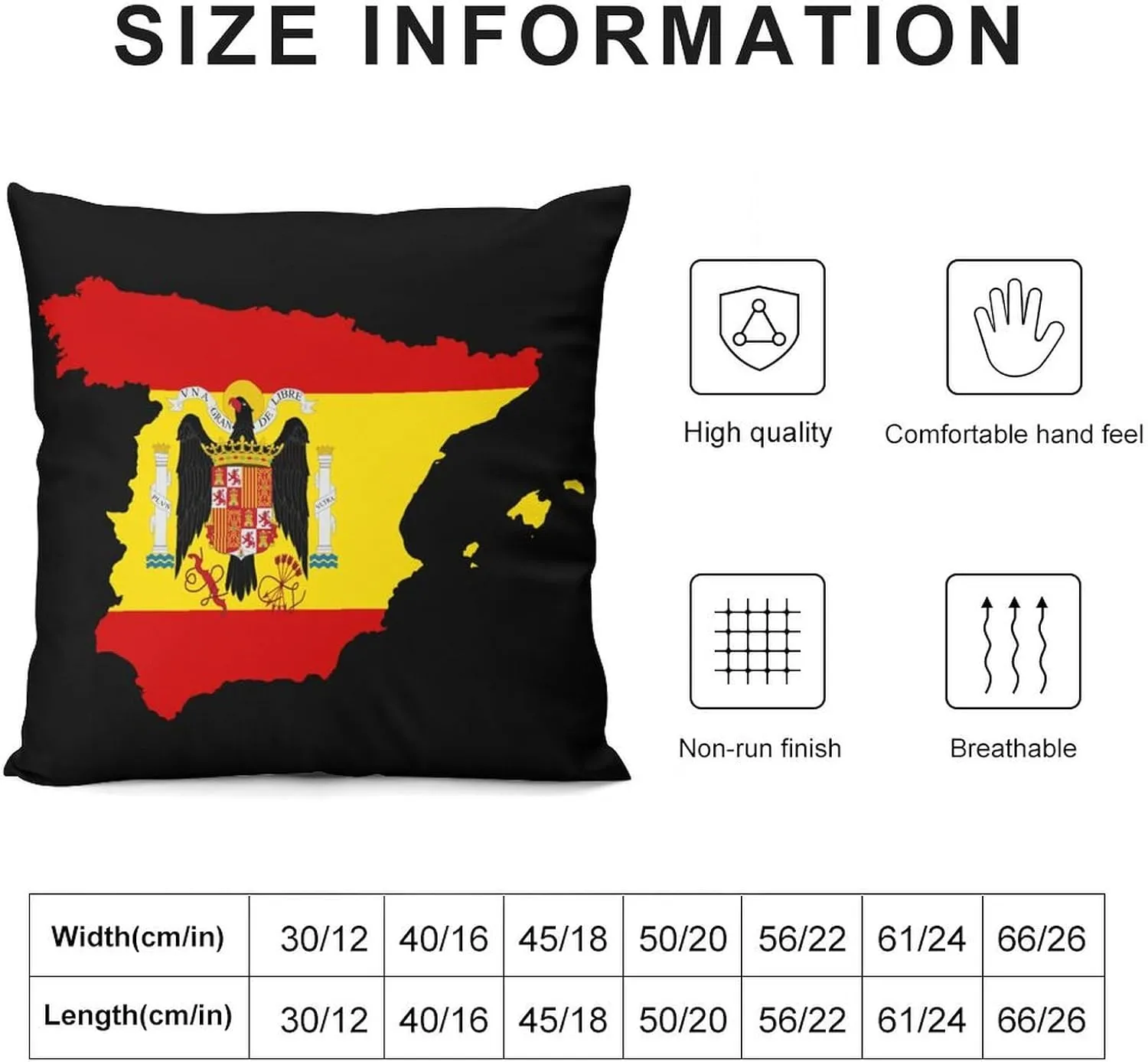 Flag Map of Spain Novelty Pillow Case Bedding Pillowcase for Bedroom Couch Home Decoration 26 "x26