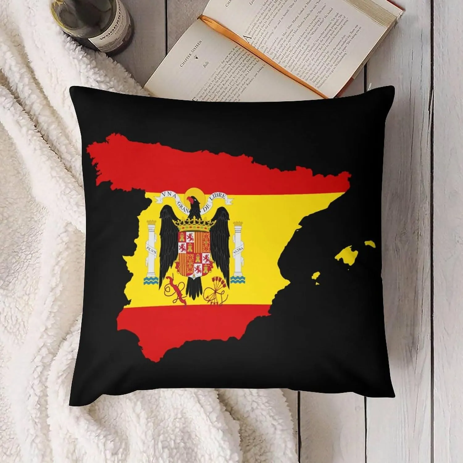 Flag Map of Spain Novelty Pillow Case Bedding Pillowcase for Bedroom Couch Home Decoration 26 "x26