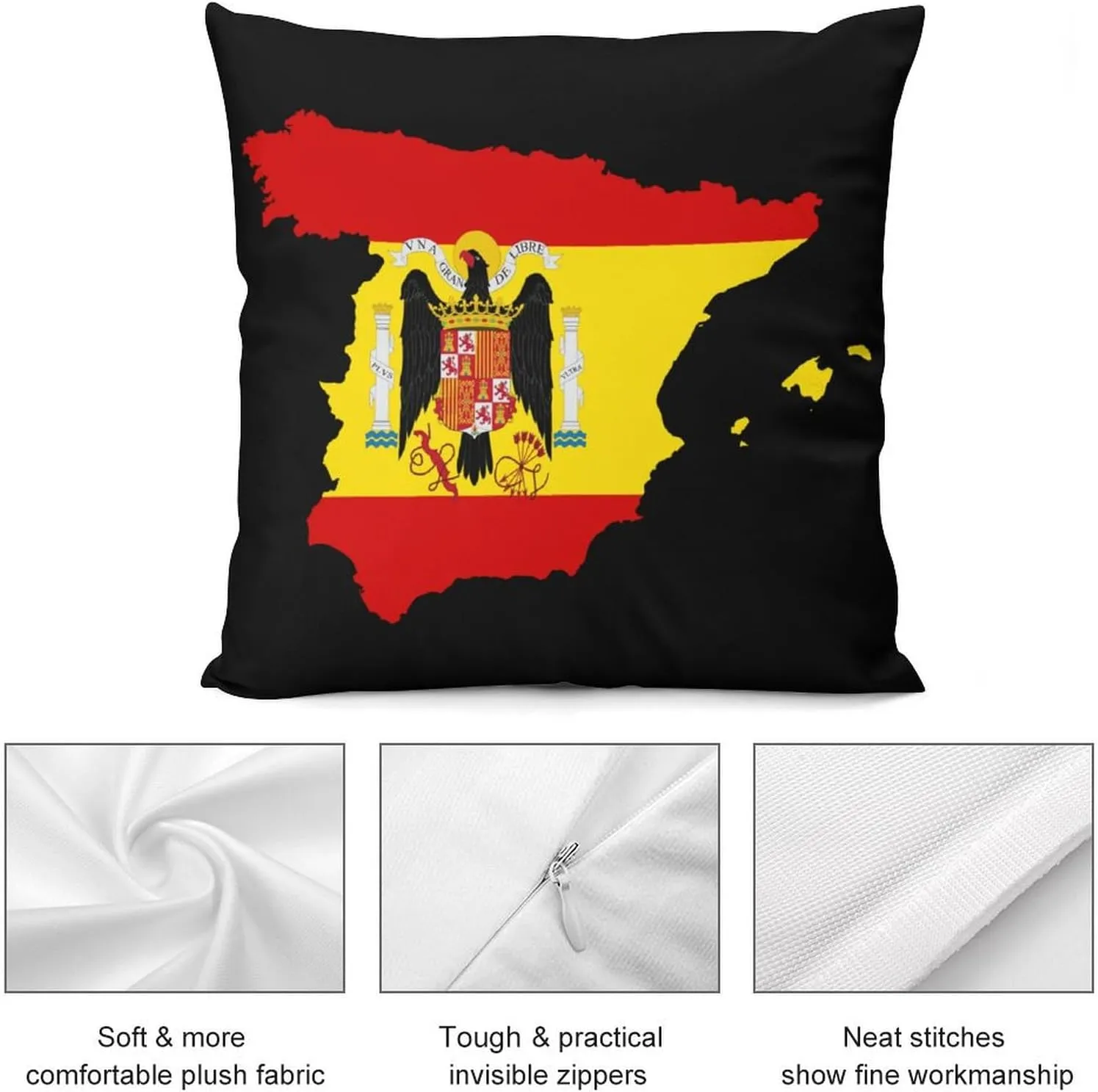 Flag Map of Spain Novelty Pillow Case Bedding Pillowcase for Bedroom Couch Home Decoration 26 "x26