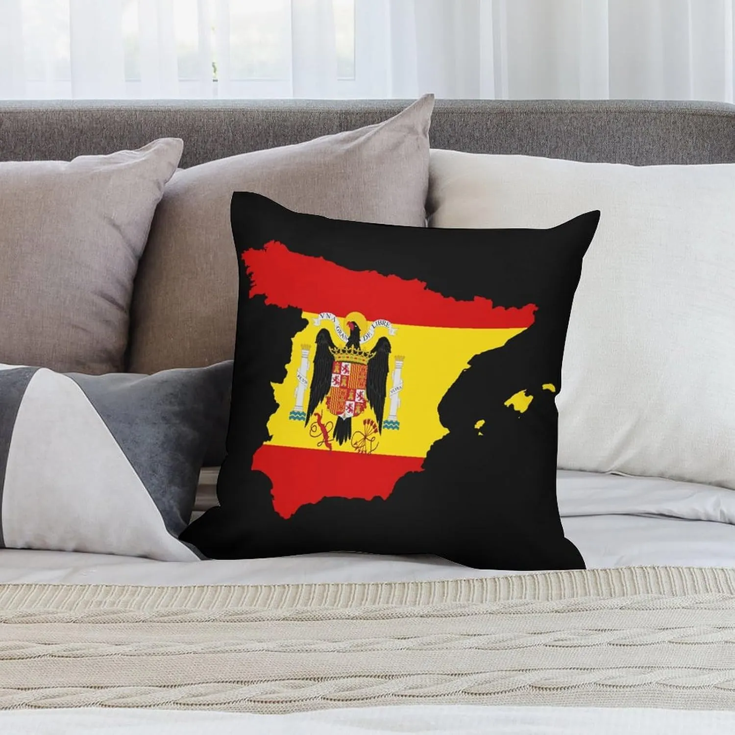 Flag Map of Spain Novelty Pillow Case Bedding Pillowcase for Bedroom Couch Home Decoration 26 "x26